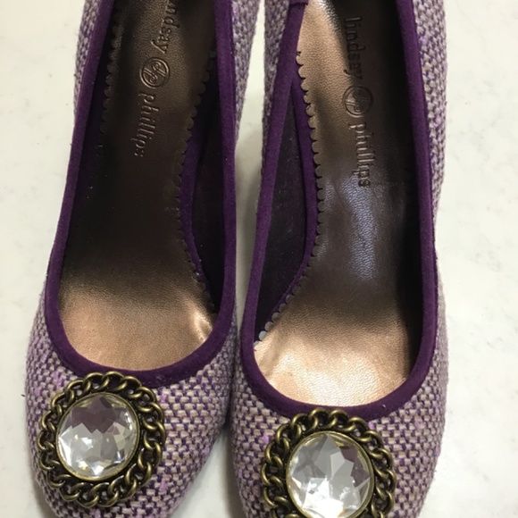 Lindsay Phillips Alex Heel in Purple Tweed - Picture 4 of 6